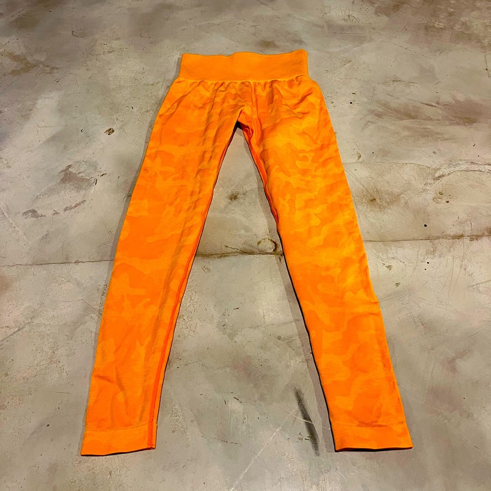 orange camo leggings